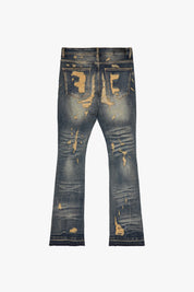 Tearaway Stacked Flare Jean Dark Vintage Washed