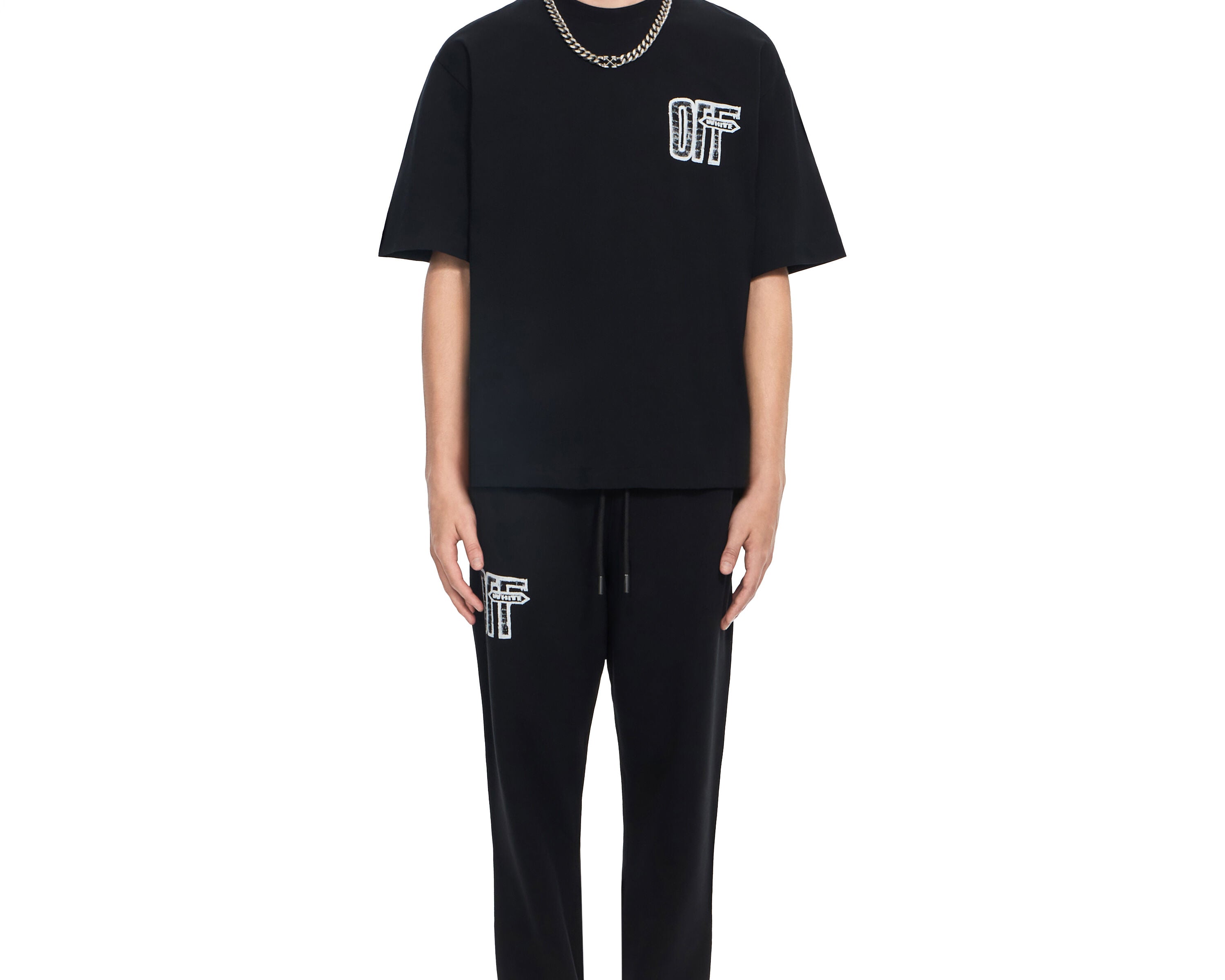 Off-White Motion Arrow Skate T-Shirt Black model front