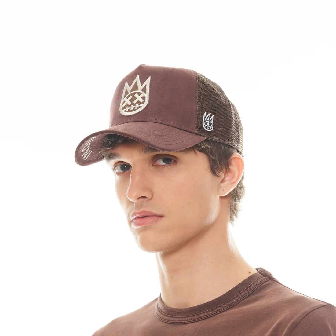 Shimuchan Vintage Brown Trucker Hat – Mesh Back, Logo Cap