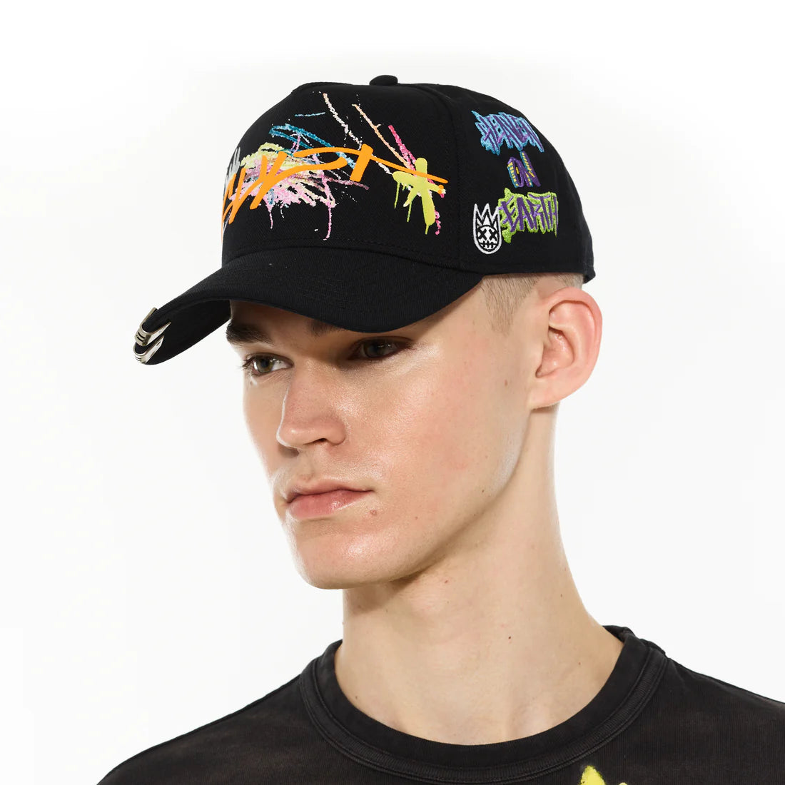Cult's Logo Mesh Back Trucker Hat "Cult Graffiti" in Black
