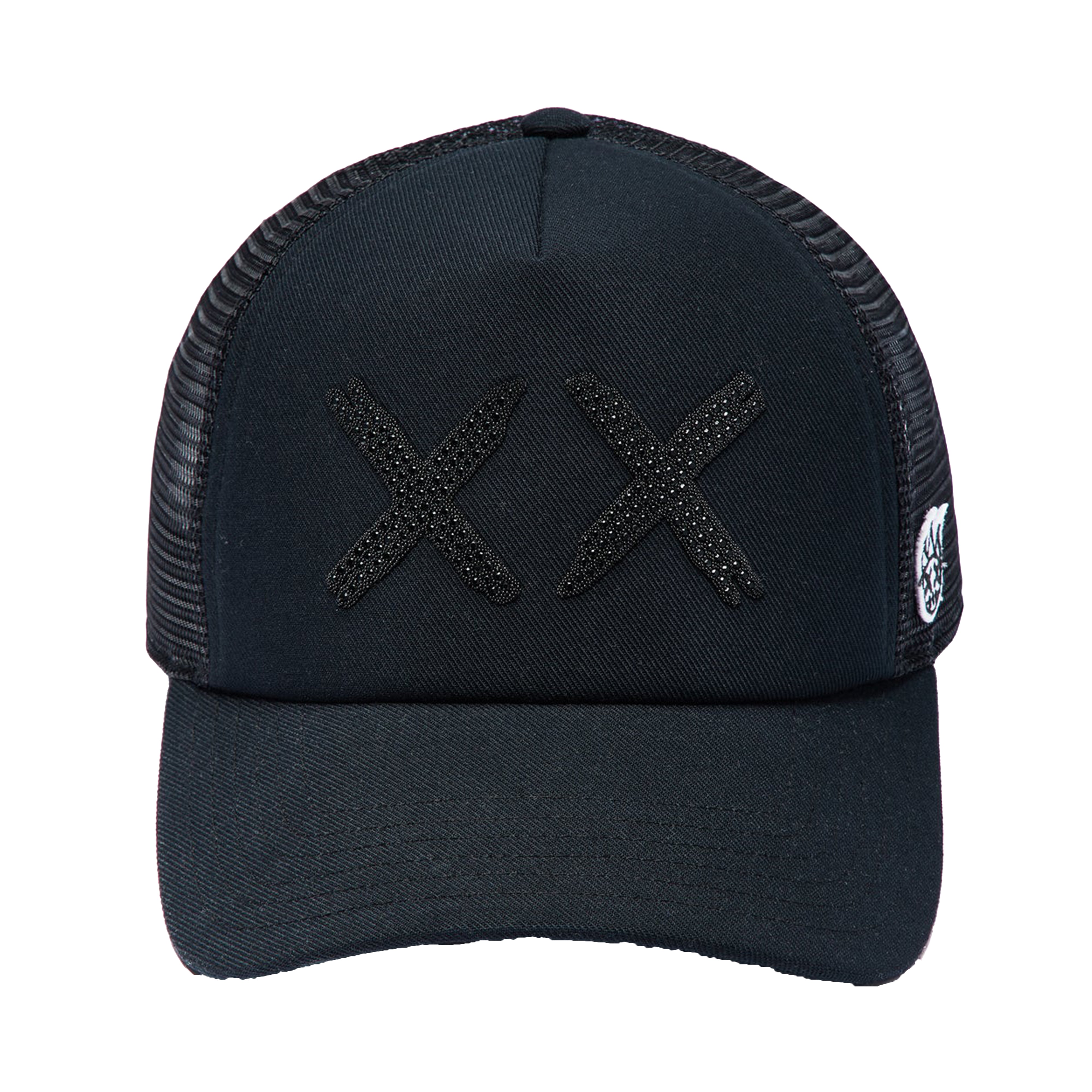 Cult of Individuality Cult's Black Crystals Mesh Trucker Hat "XX" Logo In Black/Black (626AC-CH82A)