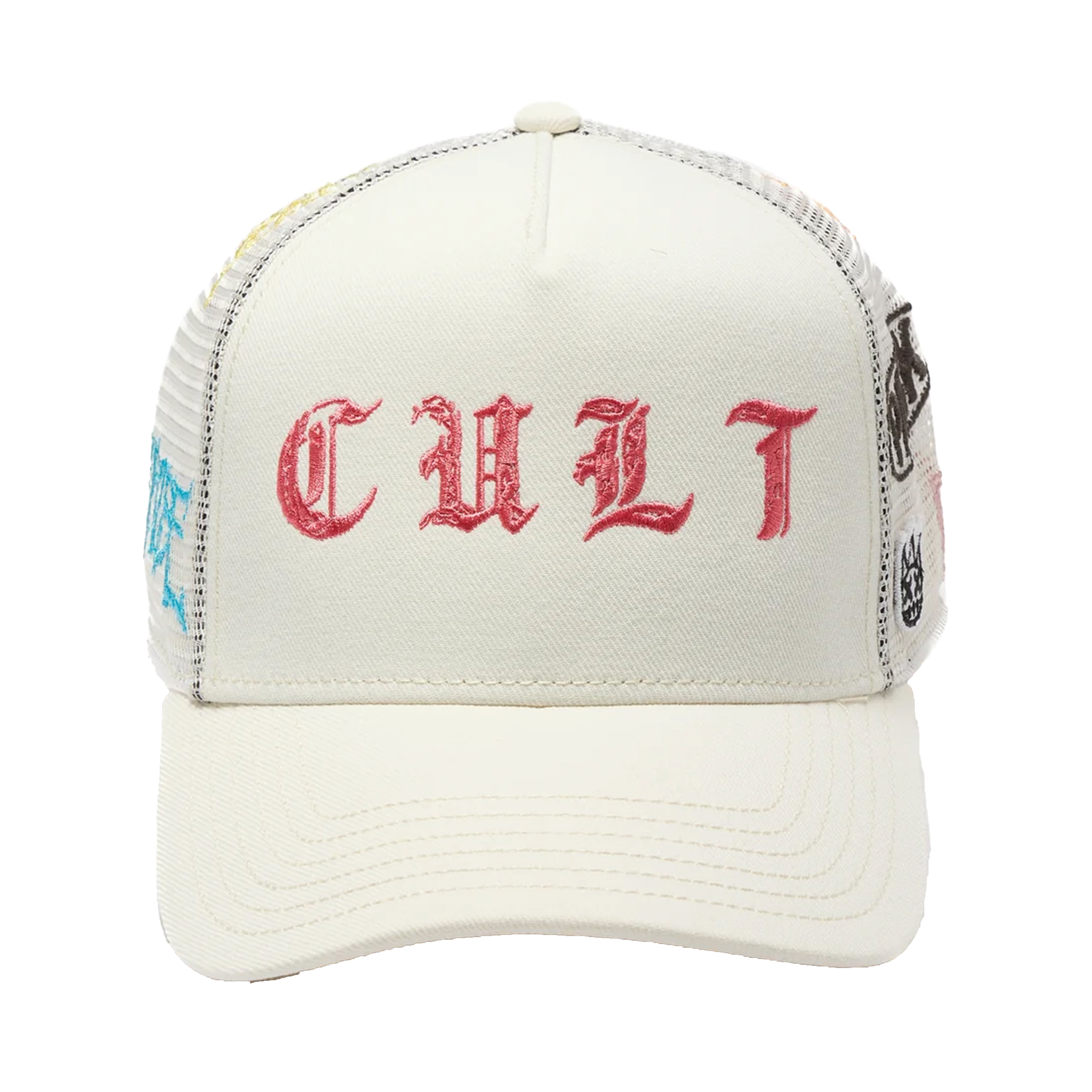 Cult of Individuality Cult’s Logo Mesh Back Trucker Hat "Cult Community" in Winter White (625BC-CH108A)
