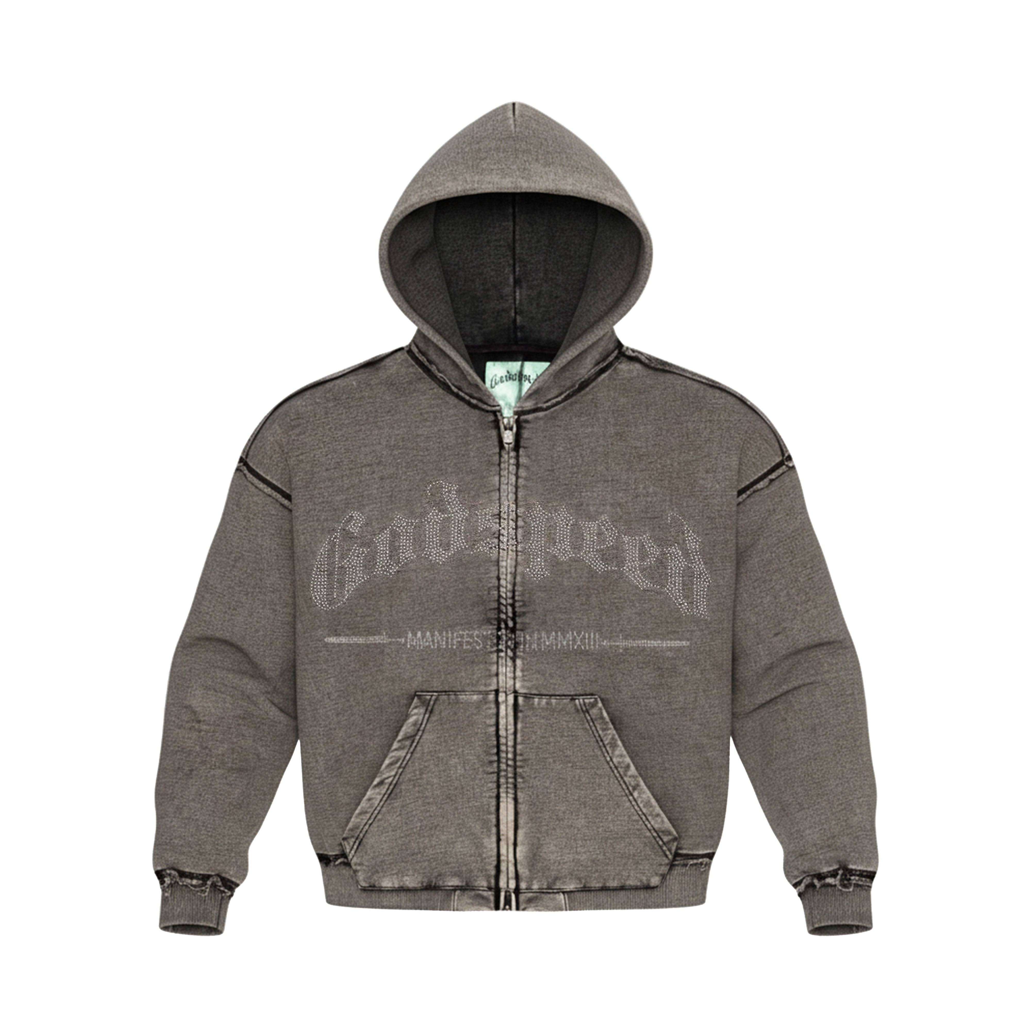 Godspeed Studded Og Logo Hoodie - GREY WASH