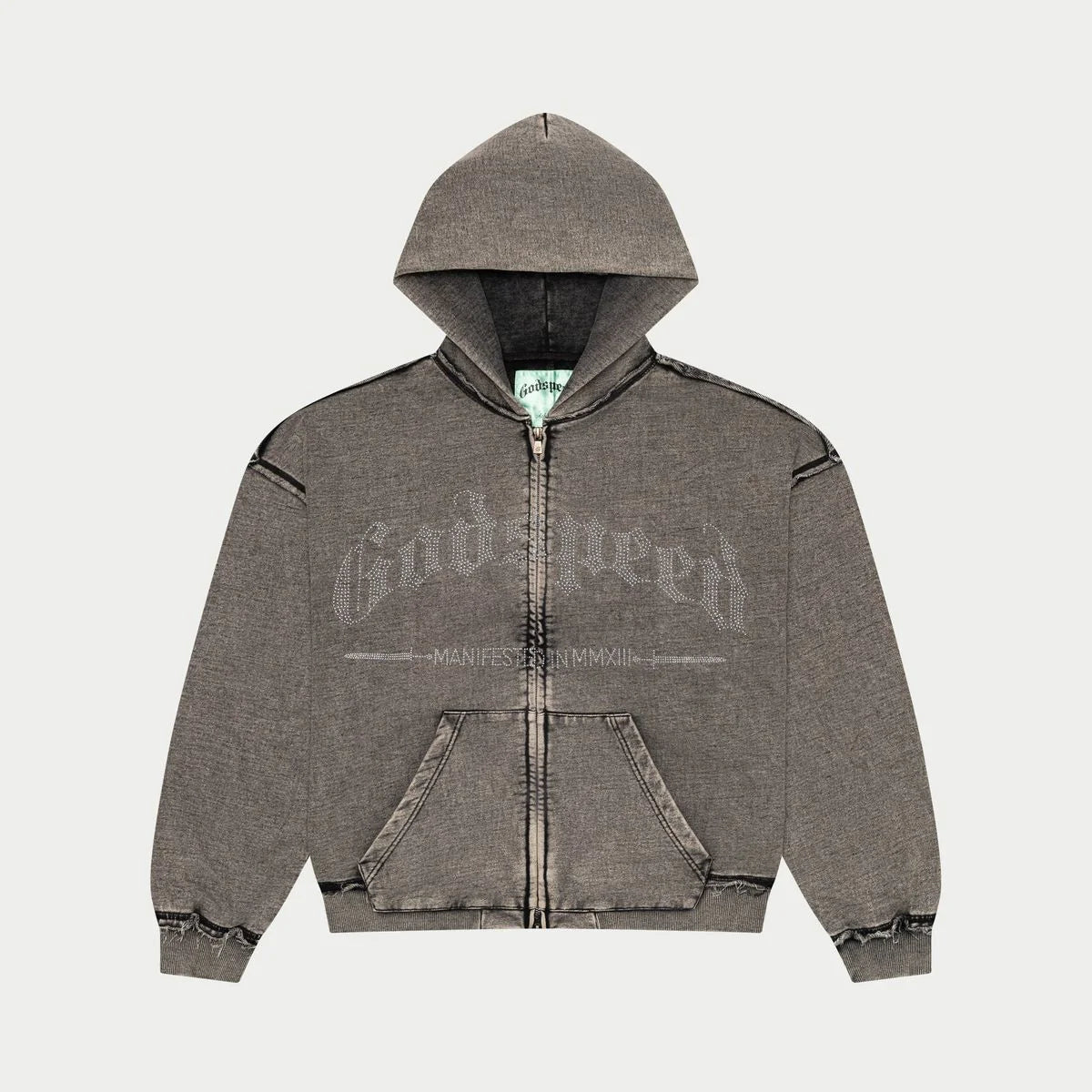 Godspeed Studded Og Logo Hoodie - GREY WASH