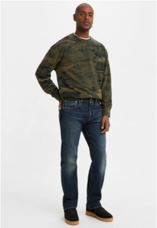 Men's 501 Blue Straight Fit Mid Rise Jeans