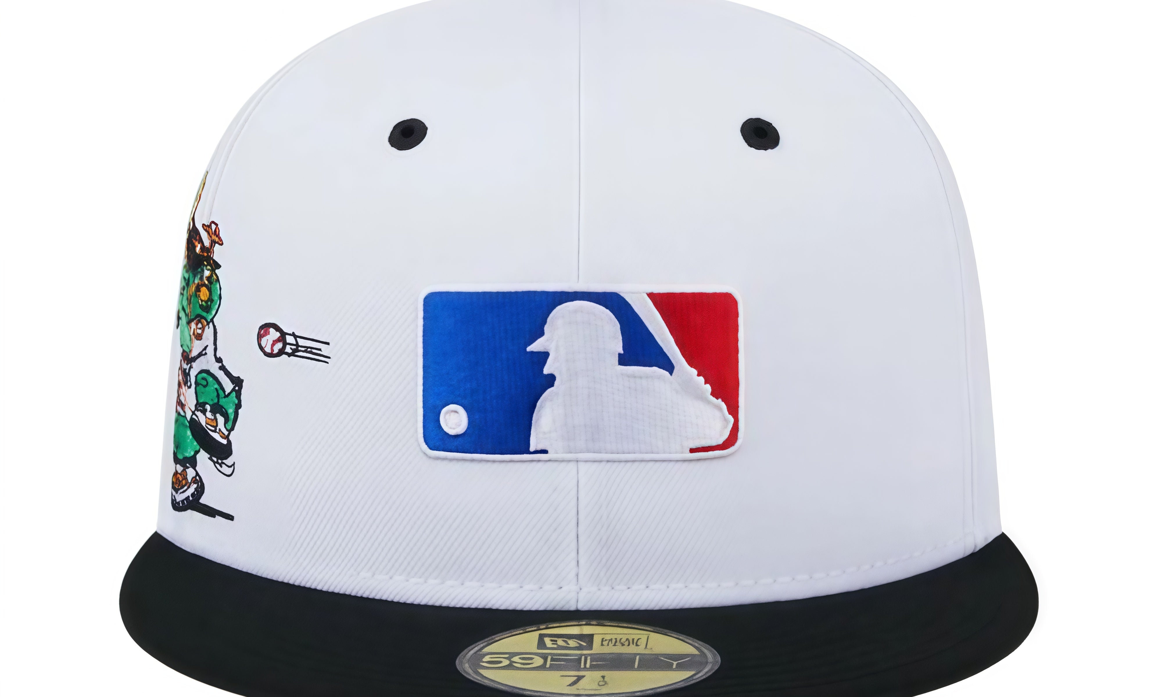 NewEraMensAmericanLeagueMascots59FiftyFittedHatWhiteBlack_DarkGreenUndervisor_F.jpg
