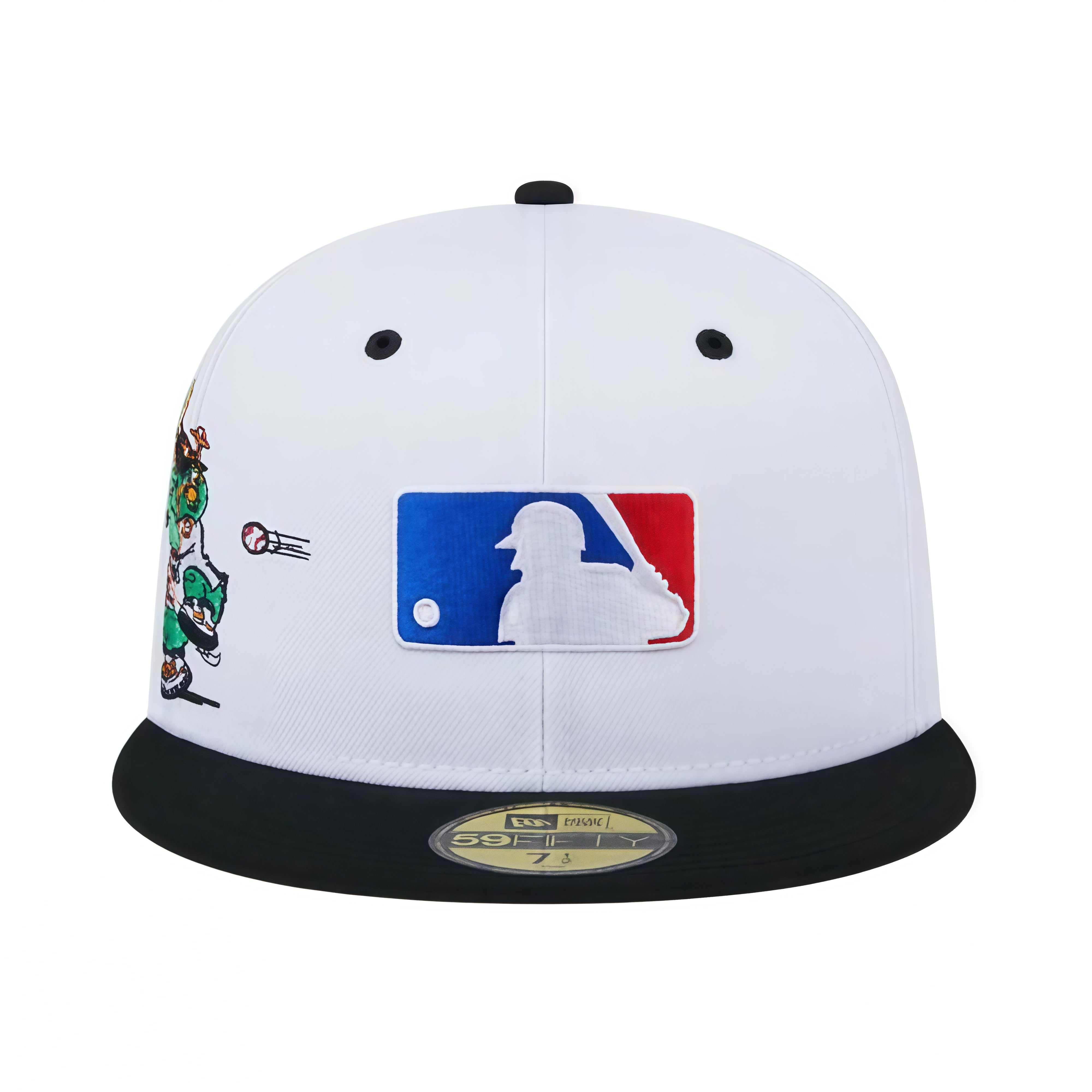 NewEraMensAmericanLeagueMascots59FiftyFittedHatWhiteBlack_DarkGreenUndervisor_F.jpg