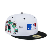 New Era Mens American League Mascots 59Fifty Fitted Hat White/Black, Dark Green Undervisor