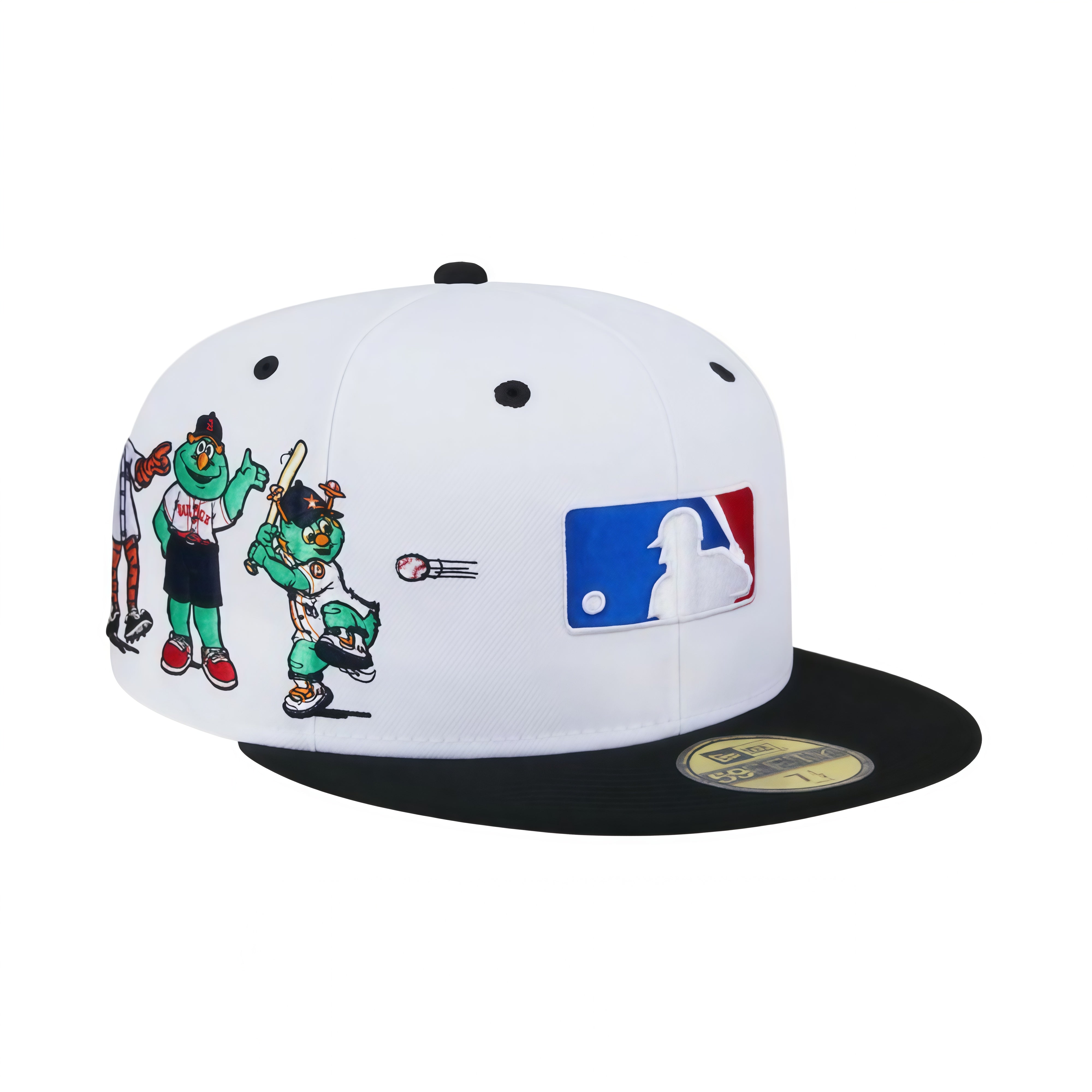 NewEraMensAmericanLeagueMascots59FiftyFittedHatWhiteBlack_DarkGreenUndervisor_R.jpg