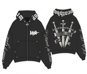 Wrathboy 3 Sword Full-Zip Hoodie Black