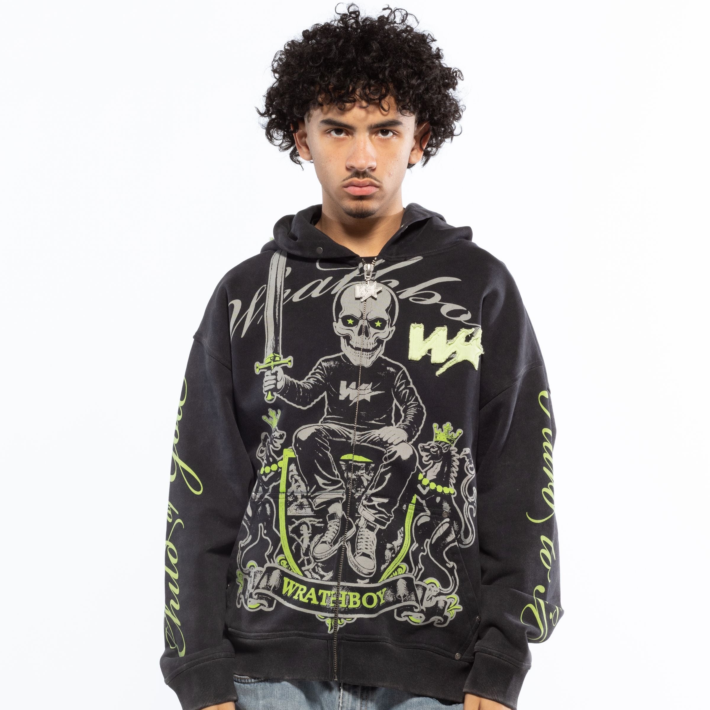 Wrathboy 3 Sword Full-Zip Hoodie Black
