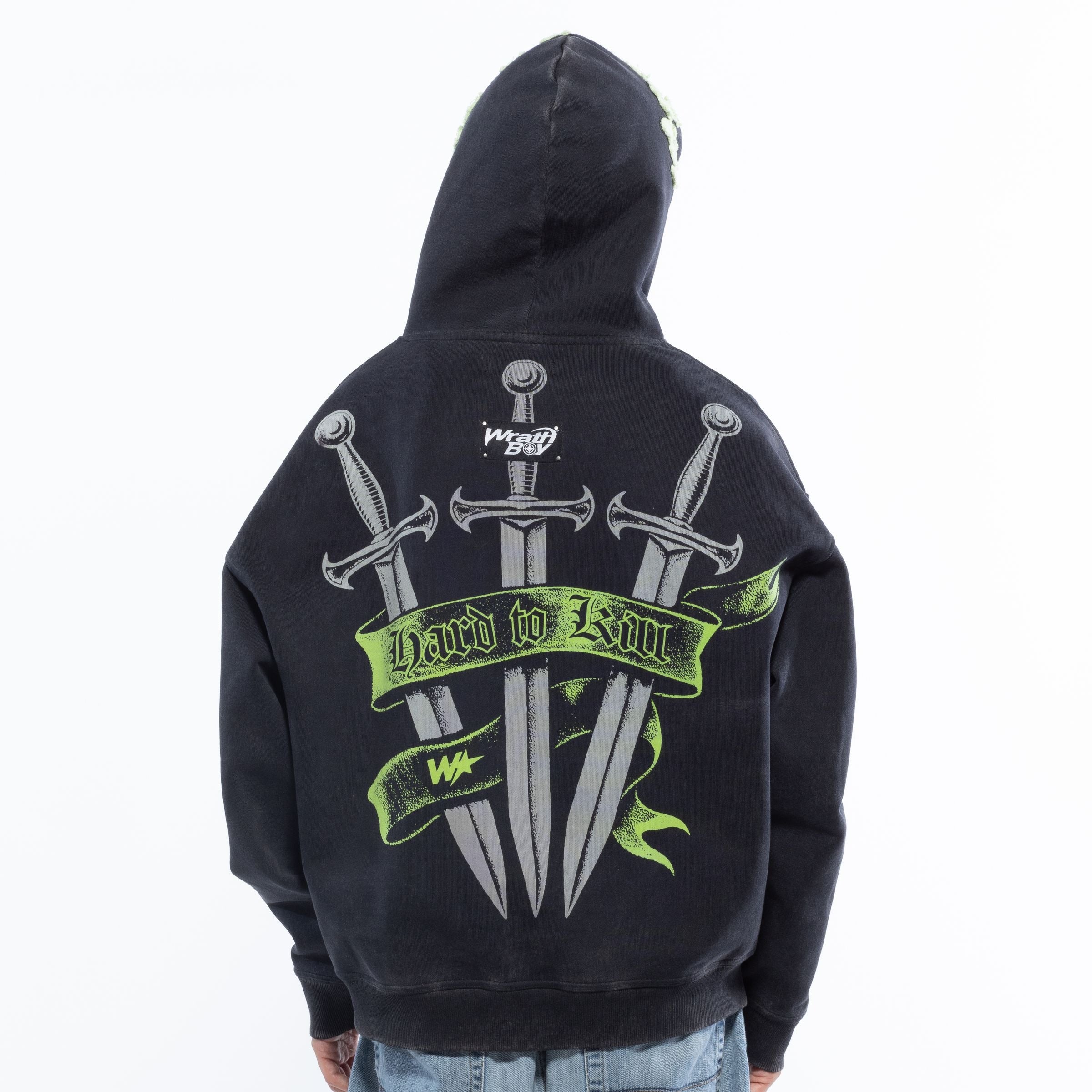 Wrathboy 3 Sword Full-Zip Hoodie Black