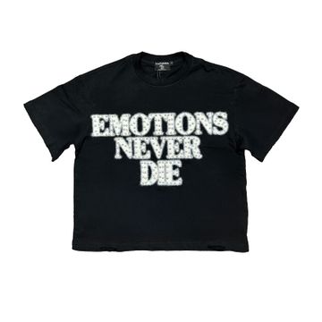 Mixed Emotion End Rhinestone T-Shirt Black
