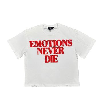 Mixed Emotion End Rhinestone T-Shirt Red