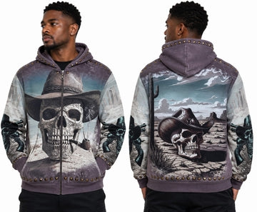 Smokin cowboy fullzip hoodie Brown