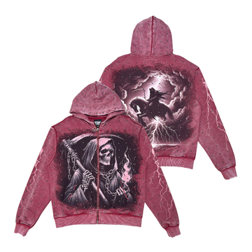 Grimm reaper fullzip hoodie Red Bean